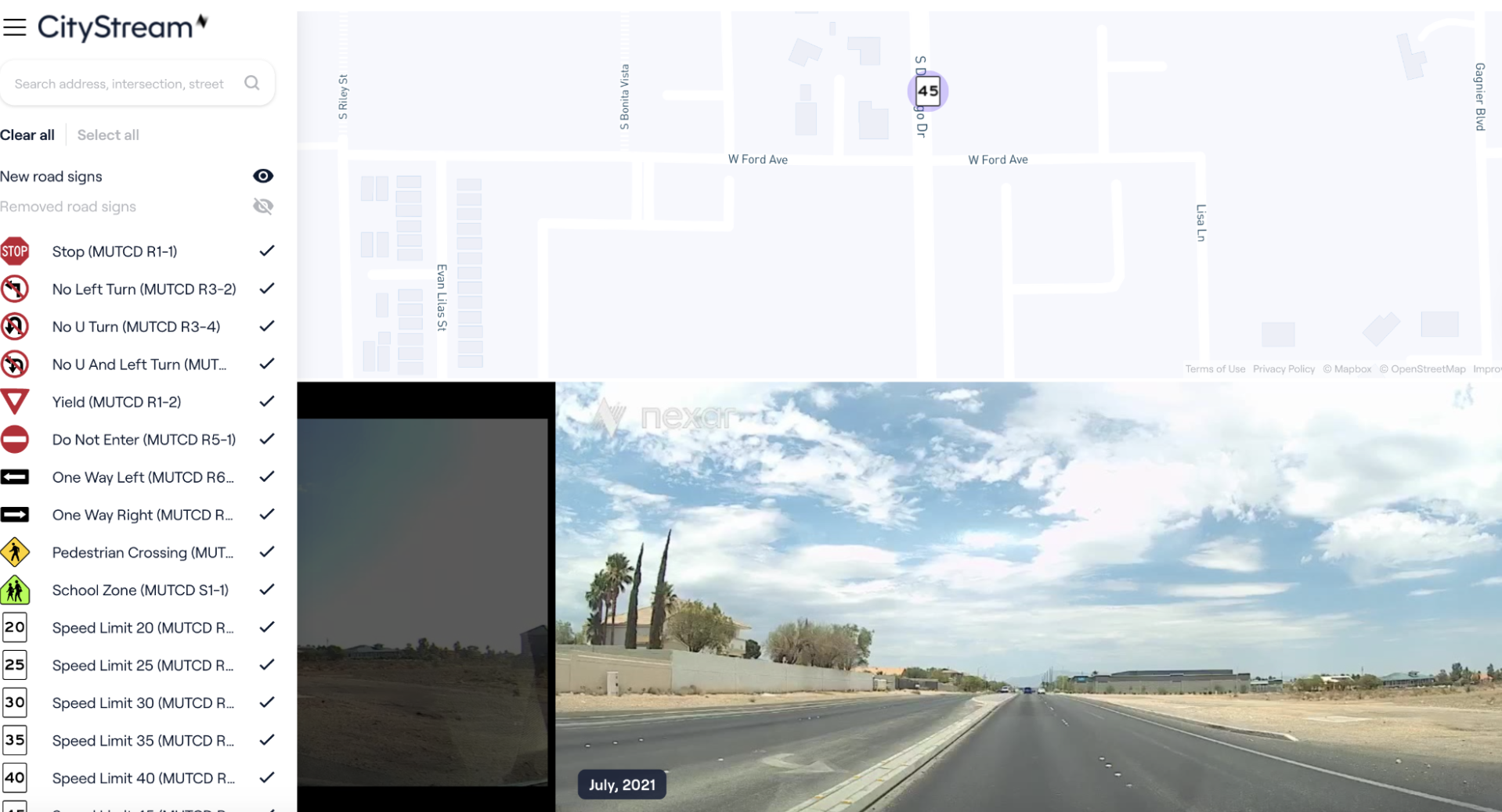 Announcing change detection for road signs
